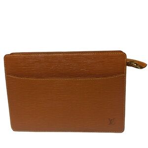 EUC LOUIS VUITTON Epi Leather Homme Clutch/Bag Brown